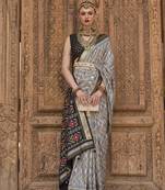 Light Grey Color Patola Silk Blend Weaving Work Saree With Blouse