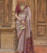 Light Mauve Color Patola Silk Blend Weaving Work Saree With Blouse