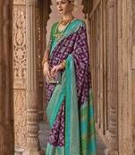 Purple Color Patola Silk Blend Weaving Work Saree With Blouse
