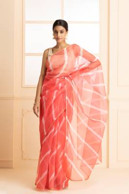   Handcrafted Leheriya Organza Saree 1