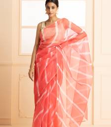   Handcrafted Leheriya Organza Saree