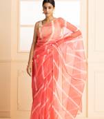 Geroo Jaipur Handcrafted Leheriya Organza Saree