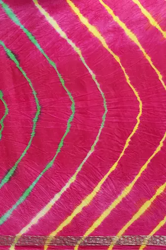   Hand Dyed Pink Leheriya Kota Silk Sustainable Saree