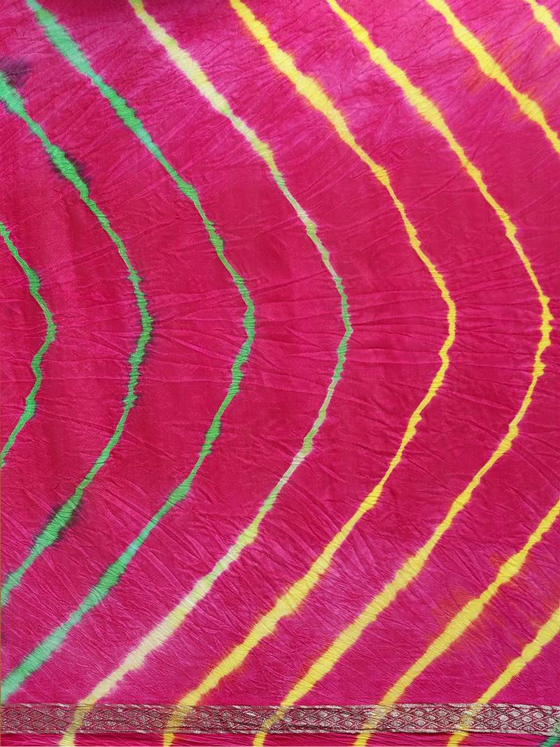 Geroo Jaipur Hand Dyed Pink Leheriya Kota Silk Sustainable Saree