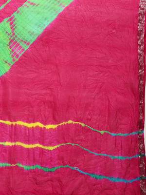   Hand Dyed Pink Leheriya Kota Silk Sustainable Saree 4