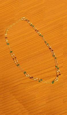 Multicolour Gold Look Two Line Necklace Set 1