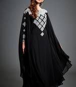 Black Zari & Stone Work Stitched Georgette Farasha Wedding Dress