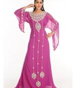 Light-Pink Zari & Stone Work Stitched Georgette Farasha Wedding Dress