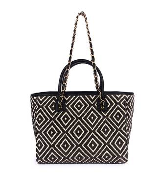 Black diamond pattern tote bag 1