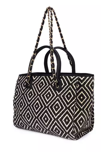 Black diamond pattern tote bag
