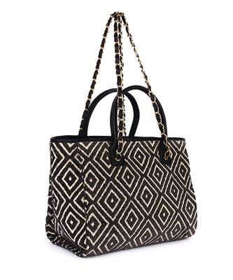 Black diamond pattern tote bag 3