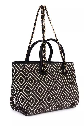 Black diamond pattern tote bag