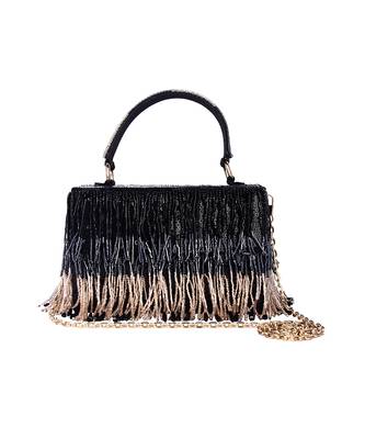 Black tasselly party clutch 1