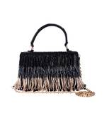 Black tasselly party clutch
