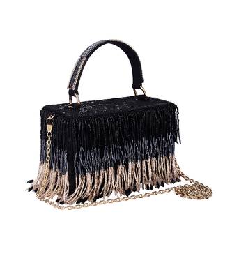 Black tasselly party clutch 2