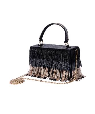 Black tasselly party clutch 3