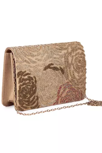 Golden rose subtle bead clutch