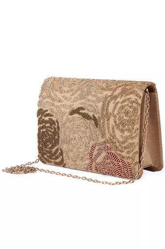 Golden rose subtle bead clutch