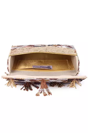 Golden multi floral latkan bag