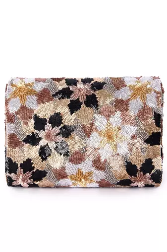 Golden multi floral latkan bag