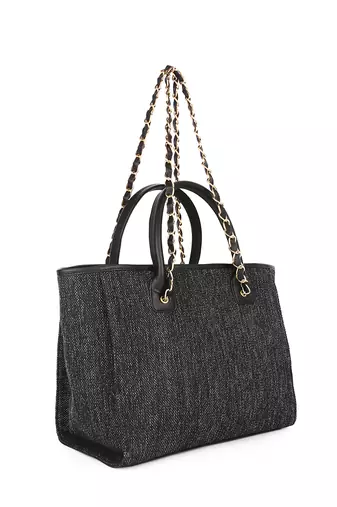 Black canvas tote bag