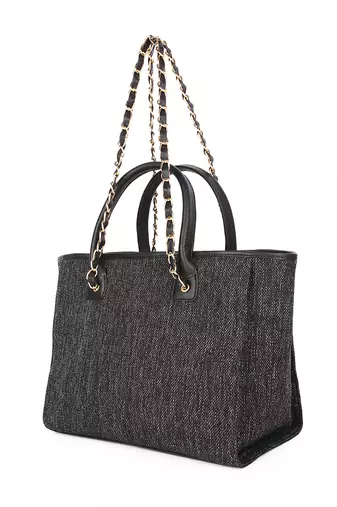 Black canvas tote bag