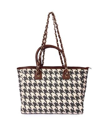 Black & white houndstooth tote bag 1