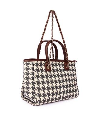 Black & white houndstooth tote bag 2