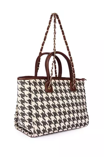 Black & white houndstooth tote bag
