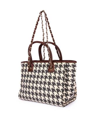 Black & white houndstooth tote bag 3