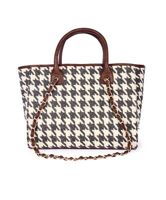 Black & white houndstooth tote bag 5