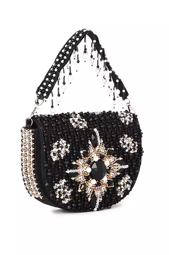 Black d shaped clutch