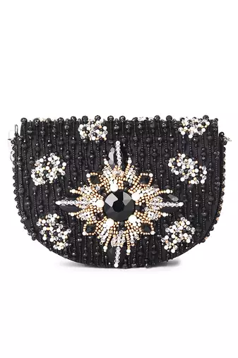 Black d shaped clutch