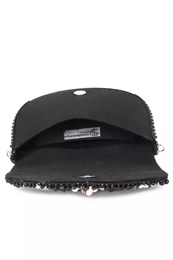 Black d shaped clutch