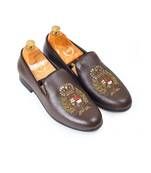 Brown regal crest slipons