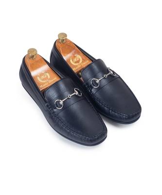 Black tuscany buckle leather loafers 1