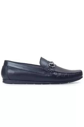 Black tuscany buckle leather loafers