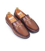 Brown tuscany buckle leather loafers