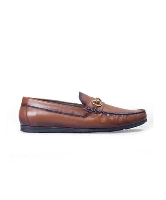 Brown tuscany buckle leather loafers 2
