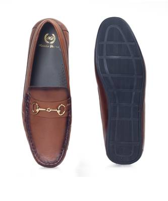 Brown tuscany buckle leather loafers 3