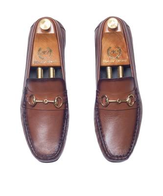 Brown tuscany buckle leather loafers 4