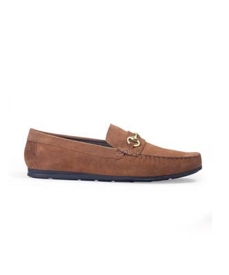 Brown tuscany buckle suede loafers 2
