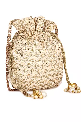 Beige all pattern potli bag