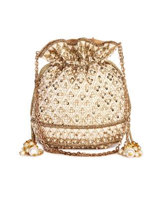Beige all pattern potli bag 5