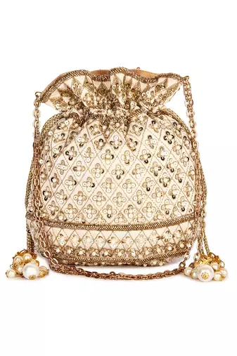 Beige all pattern potli bag