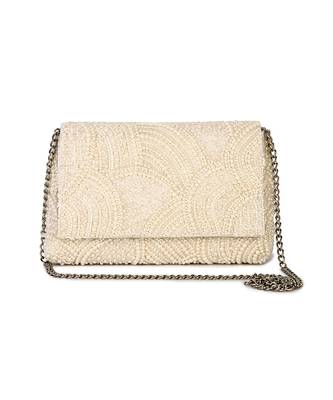 White tessellation white pearl clutch 1
