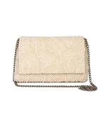 White tessellation white pearl clutch