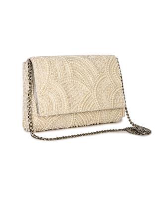 White tessellation white pearl clutch 2