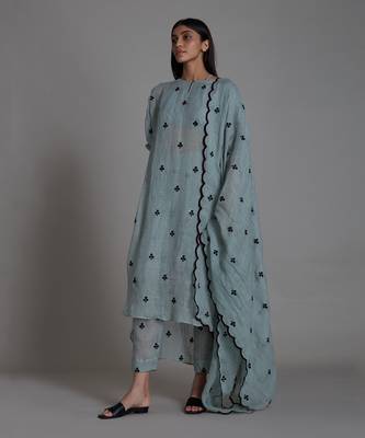 Blue trump card counter kurta set 1