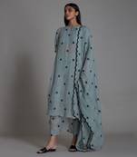 Blue trump card counter kurta set